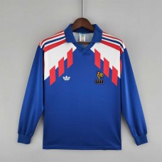 France 90/92  Home Long Sleeve Soccer Jersey